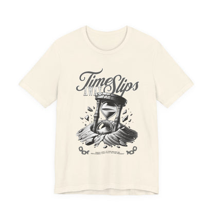 Time Slips Hourglass T‑Shirt — Vintage Black & White Graphic Tee