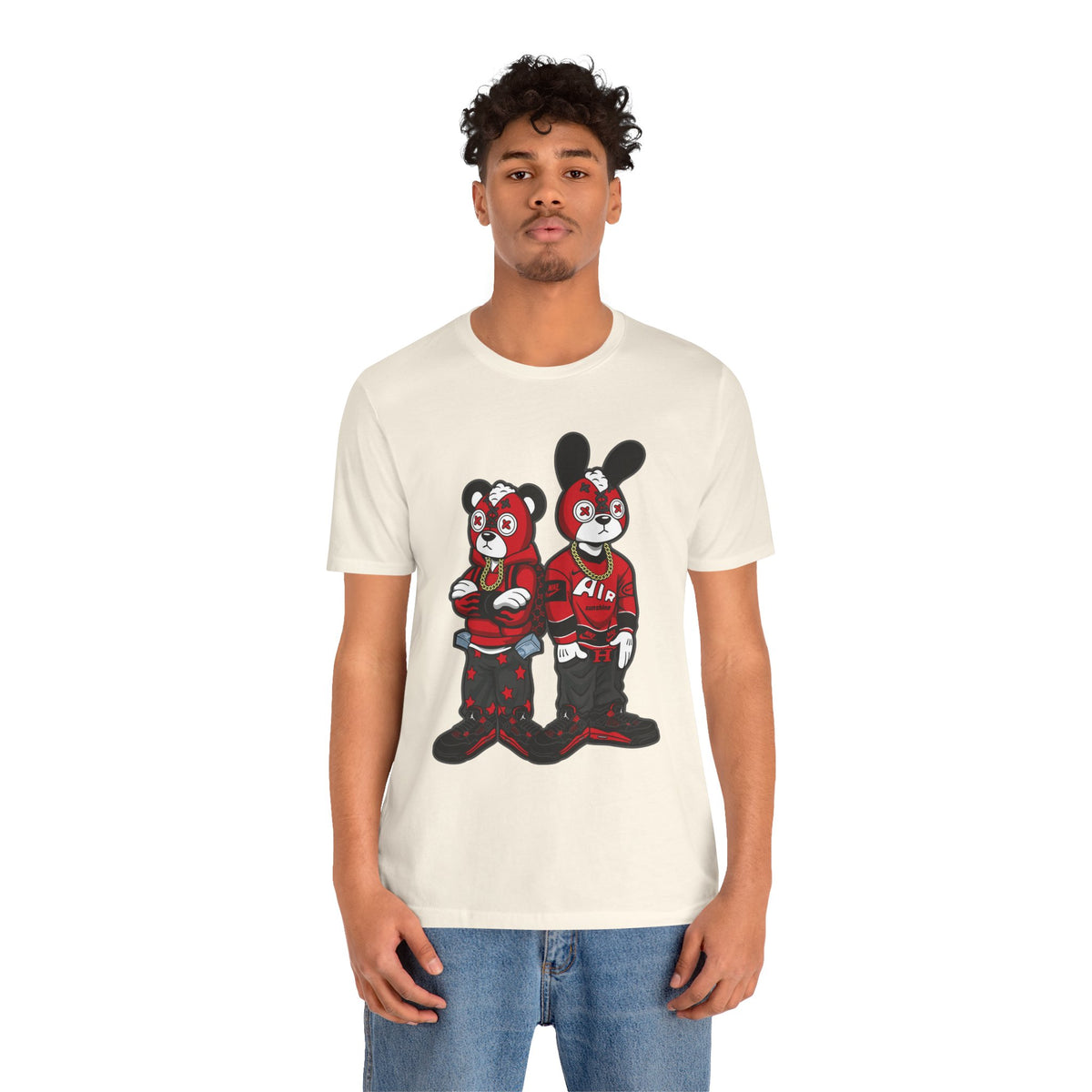 Streetwear Cartoon Bear & Bunny Tee — Hip Hop Graphic T-Shirt