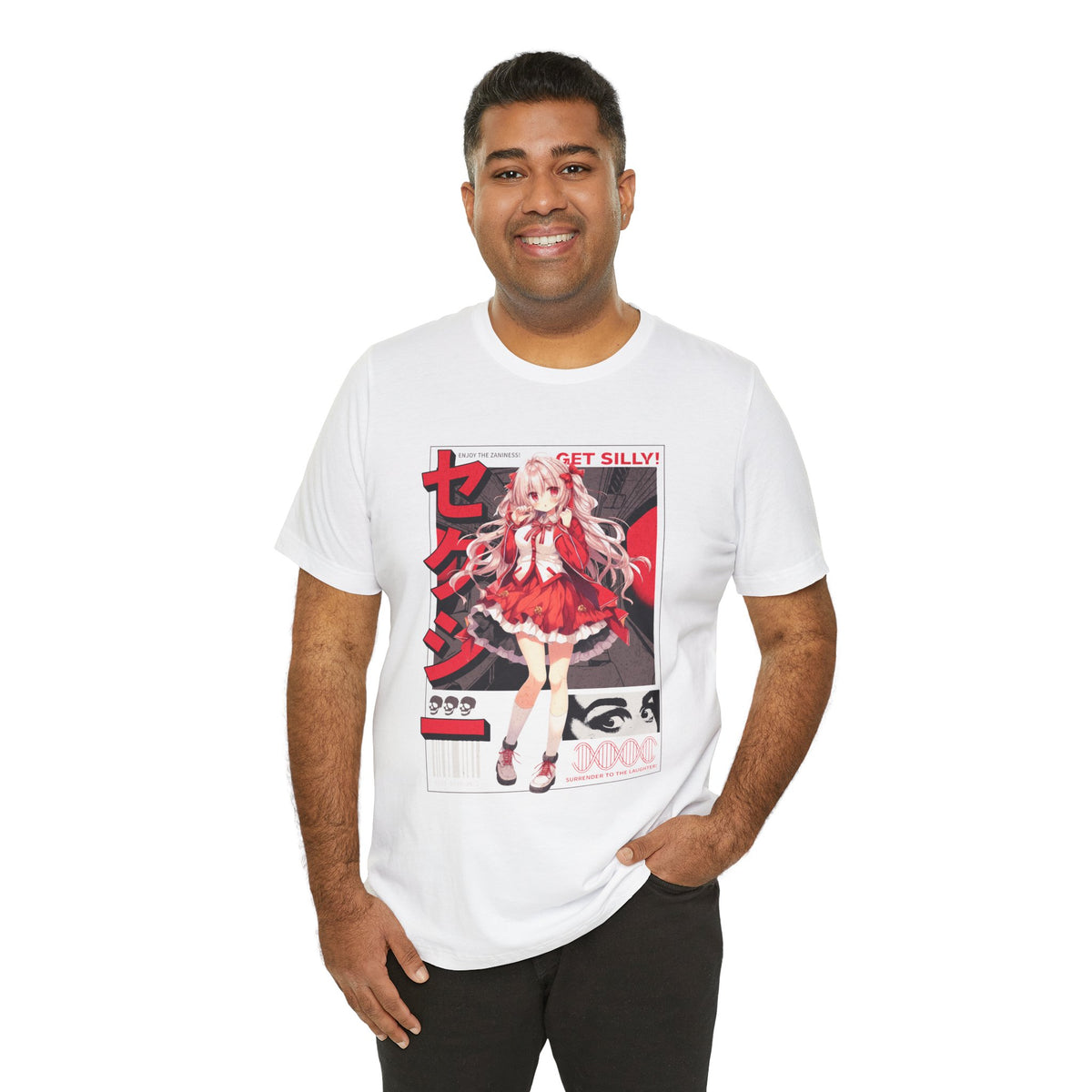 Anime Girl Graphic Tee — "Get Silly!" Red Harajuku Style T-Shirt