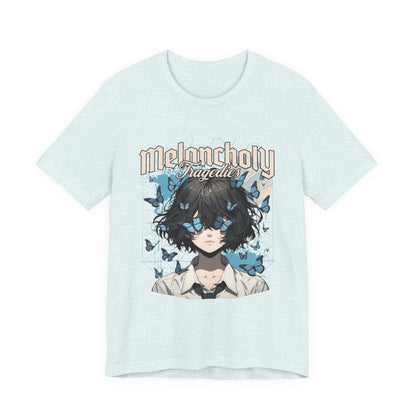 Melancholy Tragedia Anime Tee — Blue Butterflies Graphic T-Shirt