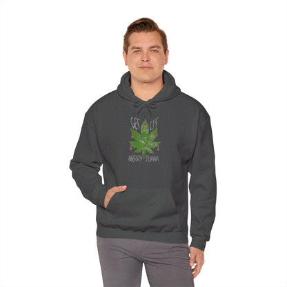 Cannabis Leaf Hoodie - "Get High" Retro Green Graphic Pullover