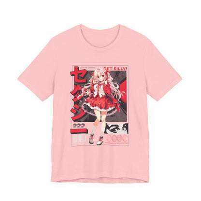 Anime Girl Graphic Tee — "Get Silly!" Red Harajuku Style T-Shirt