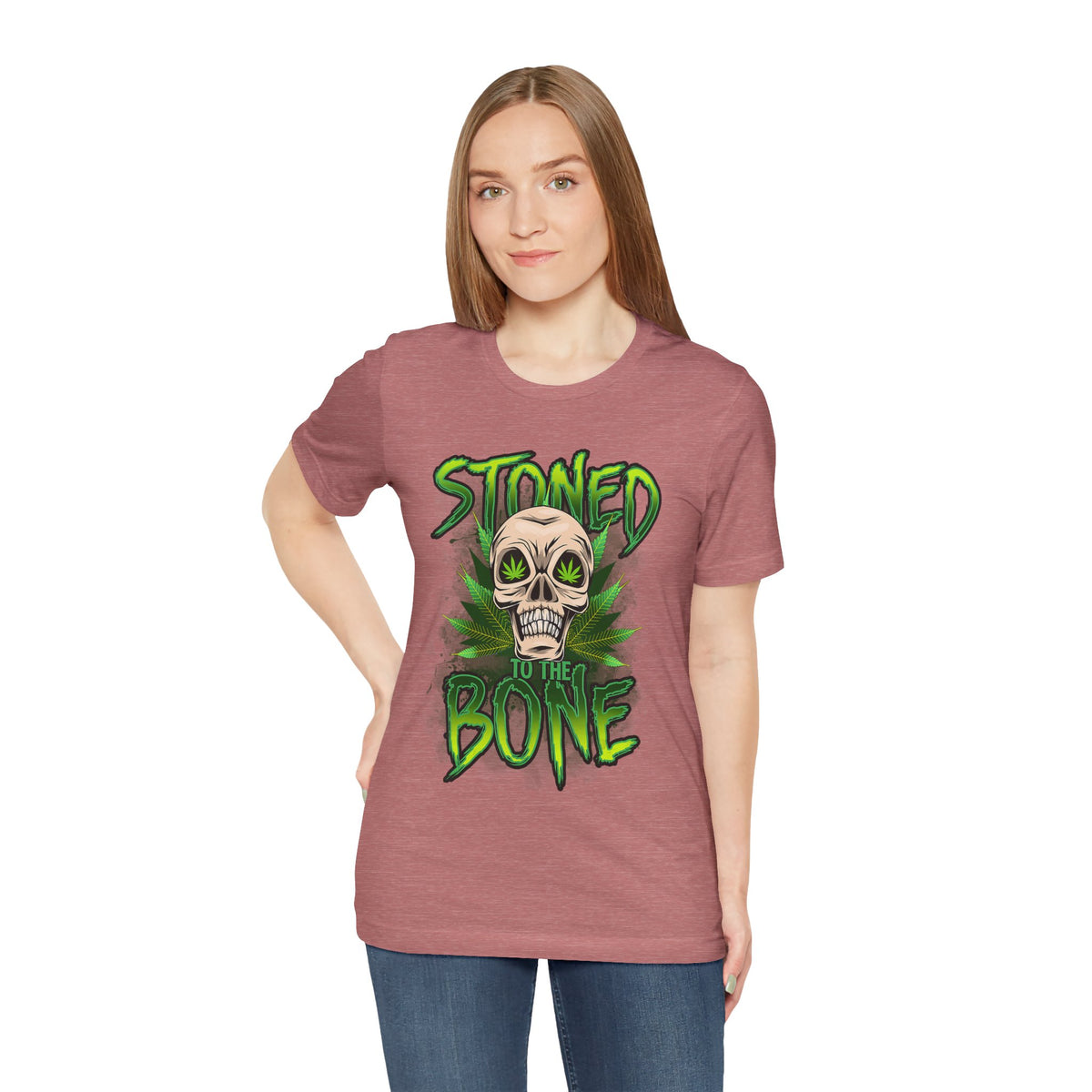 Stoned to the Bone Skull Tee — Cannabis Leaf Graphic T-Shirt