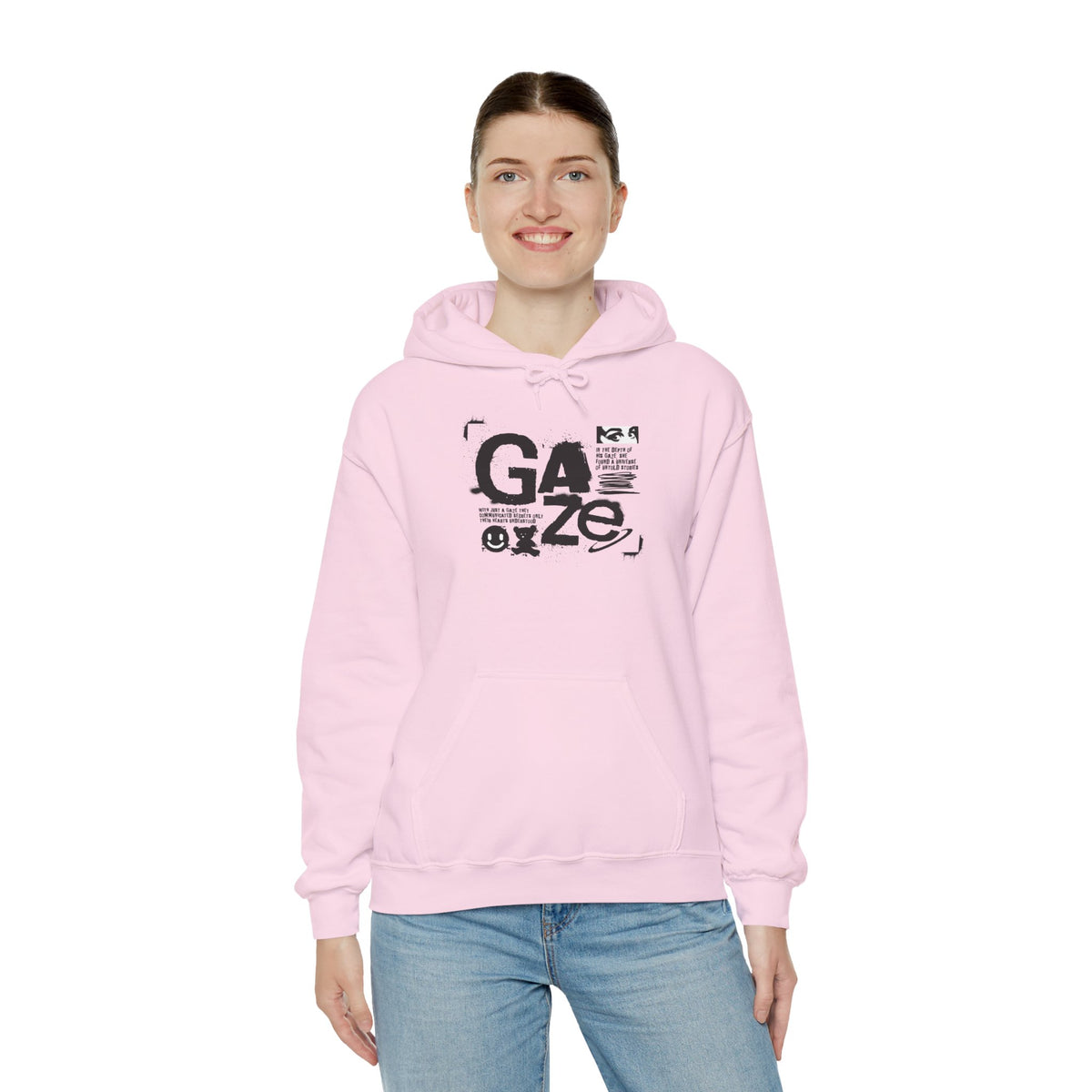 Gaze Graphic Hoodie — Distressed Text Urban Streetwear