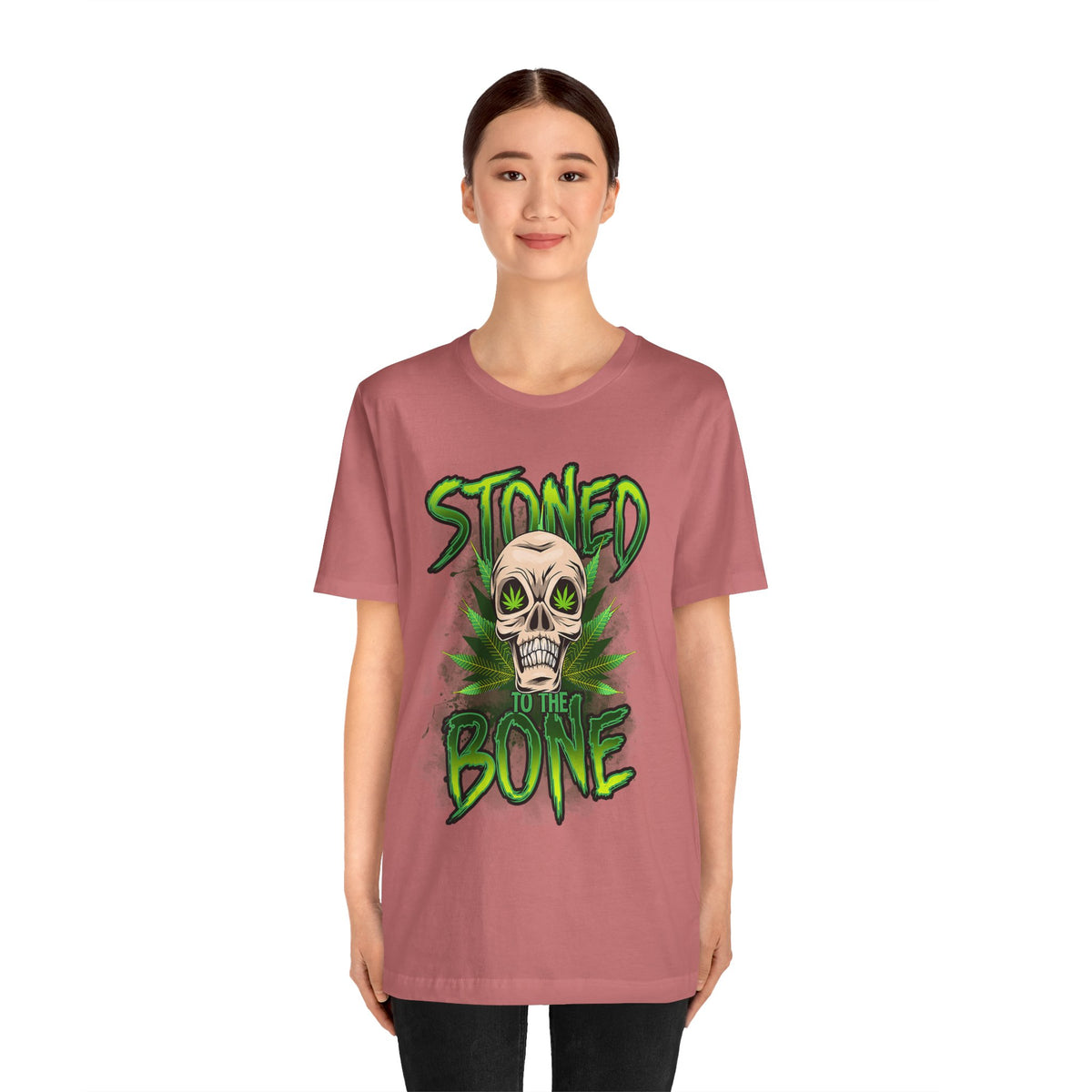 Stoned to the Bone Skull Tee — Cannabis Leaf Graphic T-Shirt