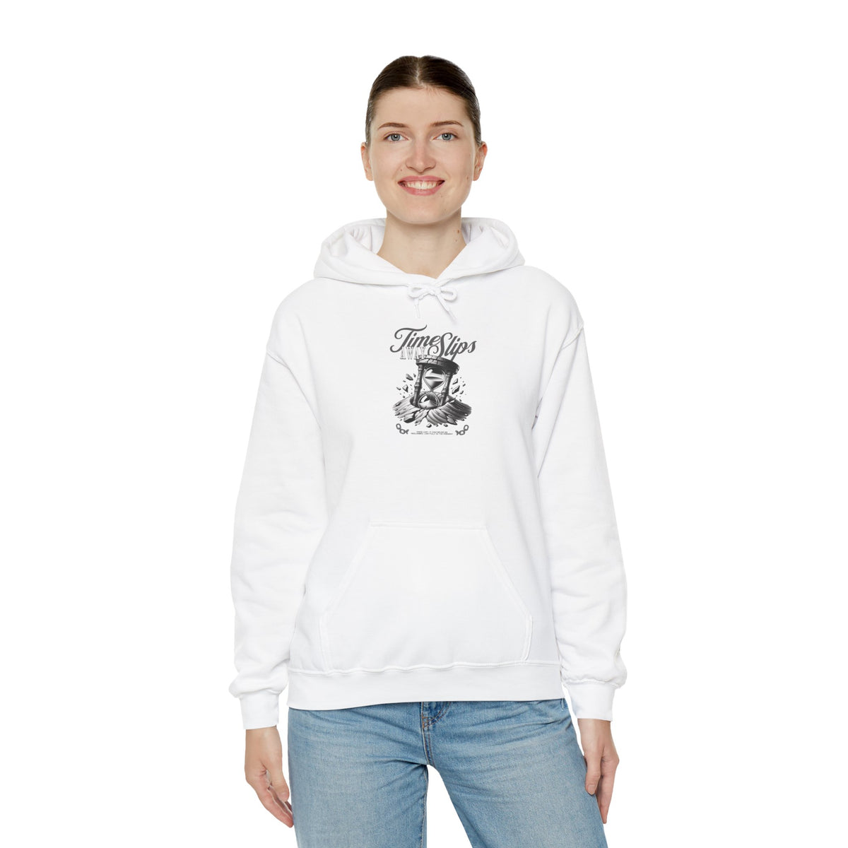 Time Slips Graphic Hoodie — Vintage Pocket Watch Illustration Sweatshirt
