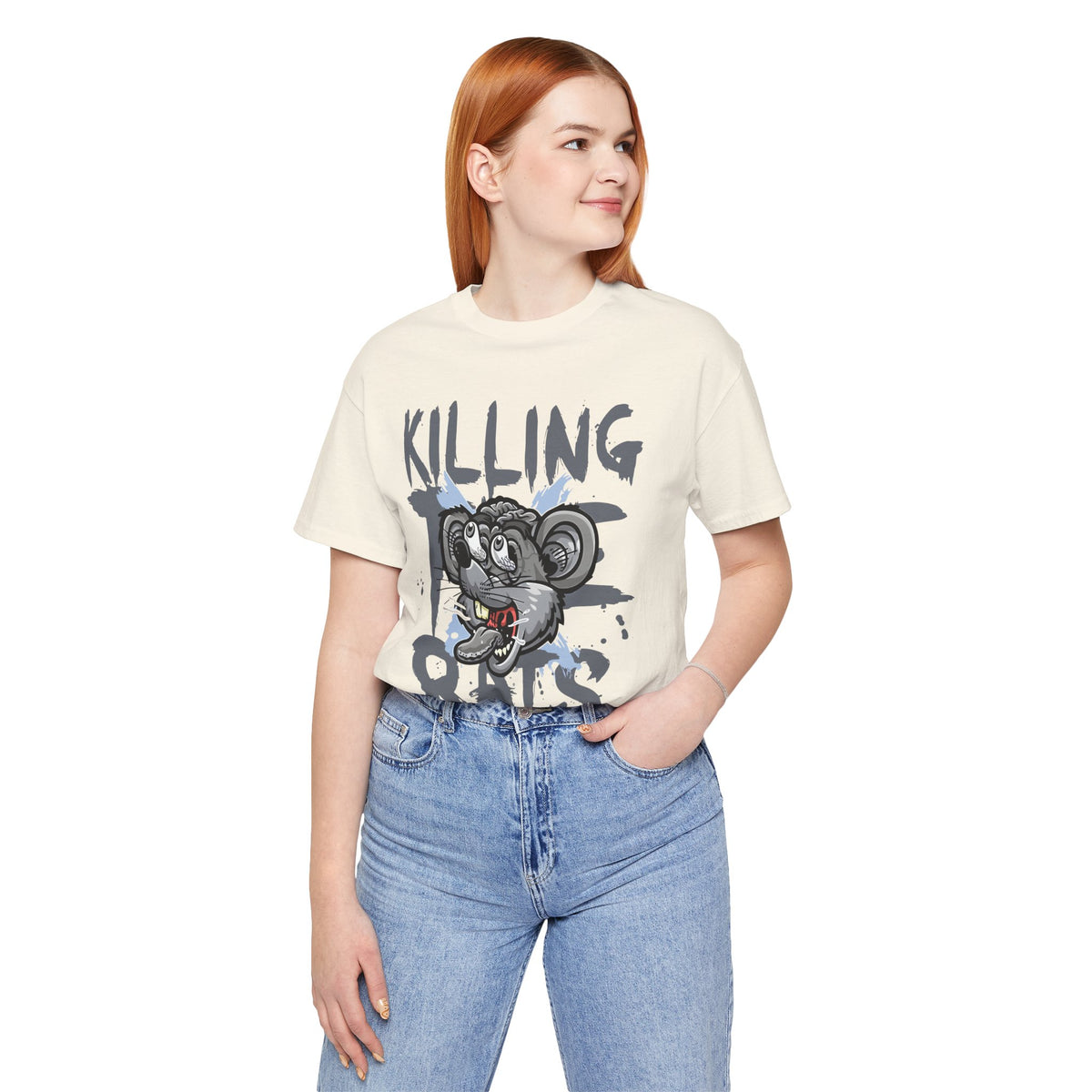 Killing Rats Graphic Tee – Edgy Cartoon Rat Skull Streetwear