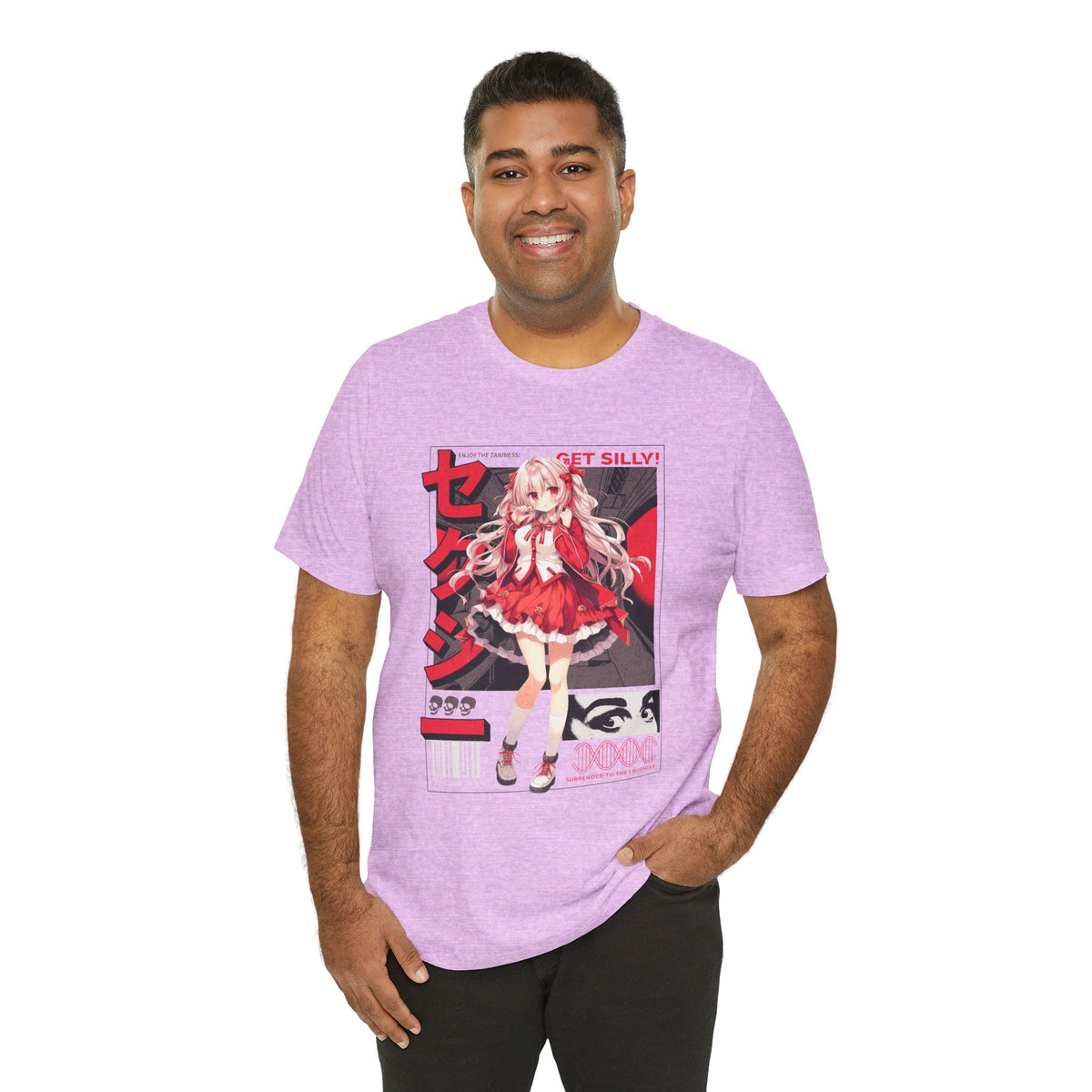 Anime Girl Graphic Tee — "Get Silly!" Red Harajuku Style T-Shirt