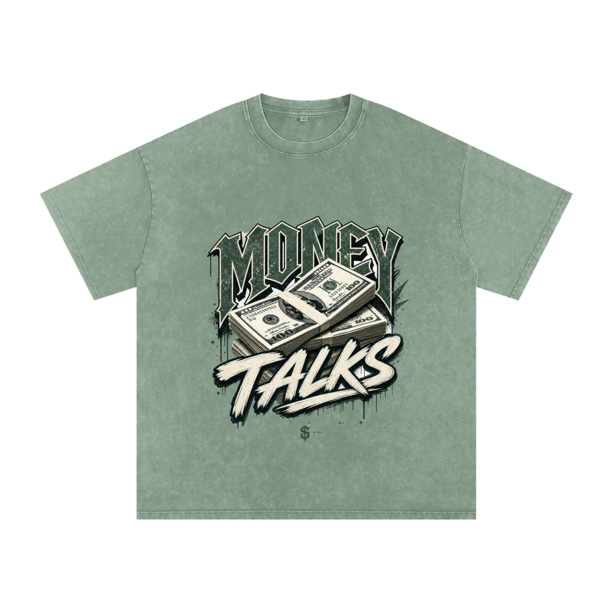 Money Talks Snow-Washed Cotton Graphic Tee