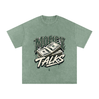 Money Talks Snow-Washed Cotton Graphic Tee