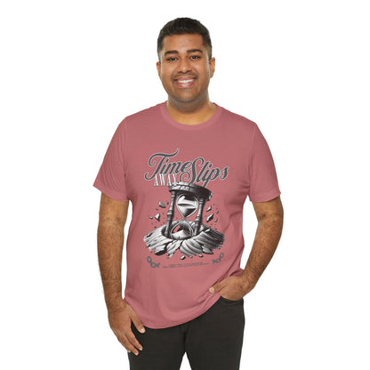 Time Slips Hourglass T‑Shirt — Vintage Black & White Graphic Tee