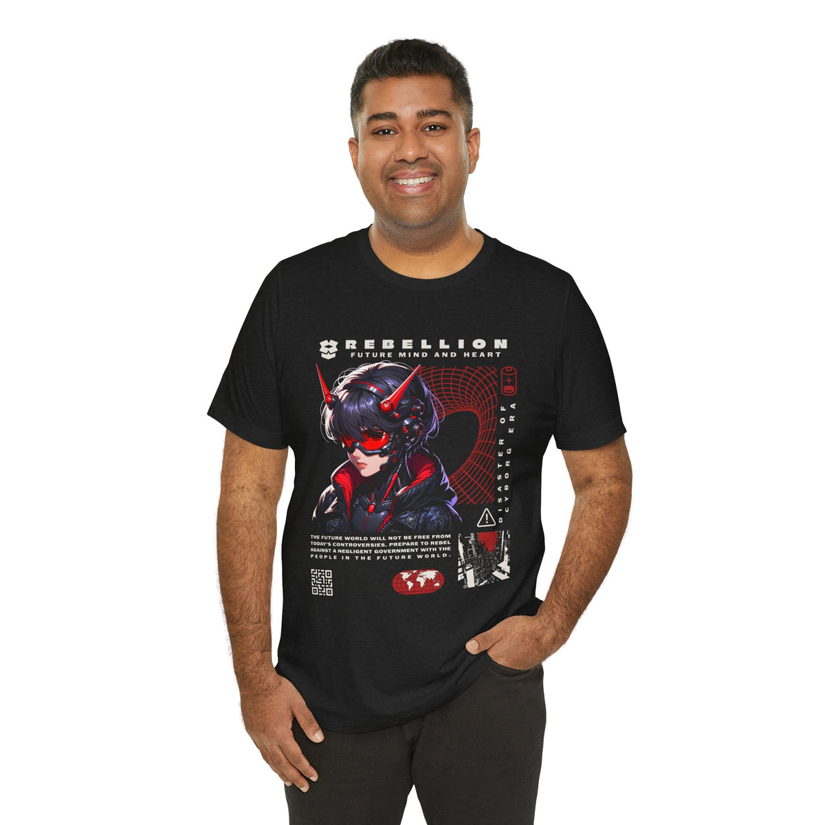 Anime Devil Girl Graphic Tee — "Rebellion" Cyberpunk Streetwear