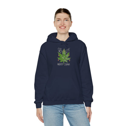 Cannabis Leaf Hoodie - "Get High" Retro Green Graphic Pullover