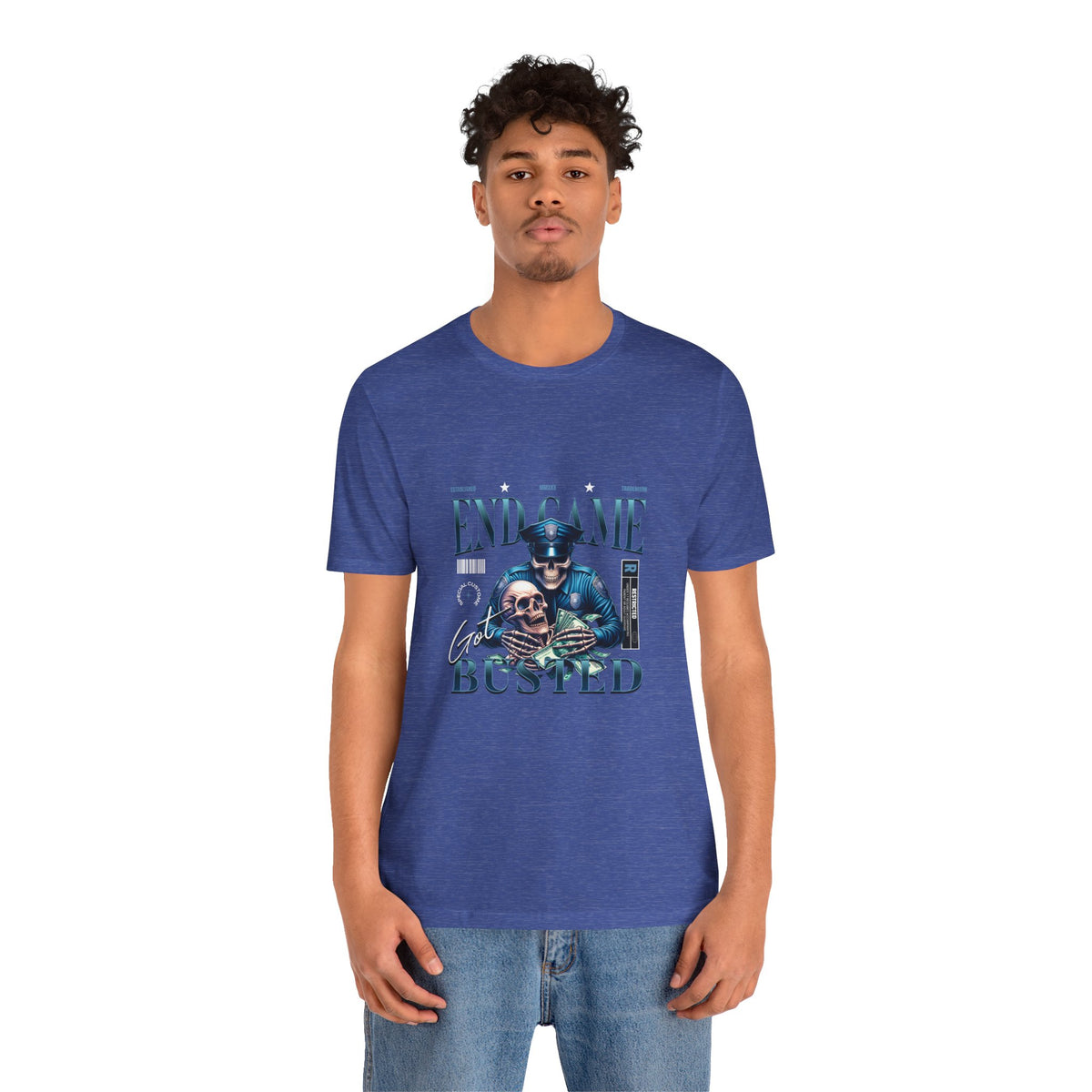 Endgame Got Busted Tee — Police Skull Graphic T-Shirt