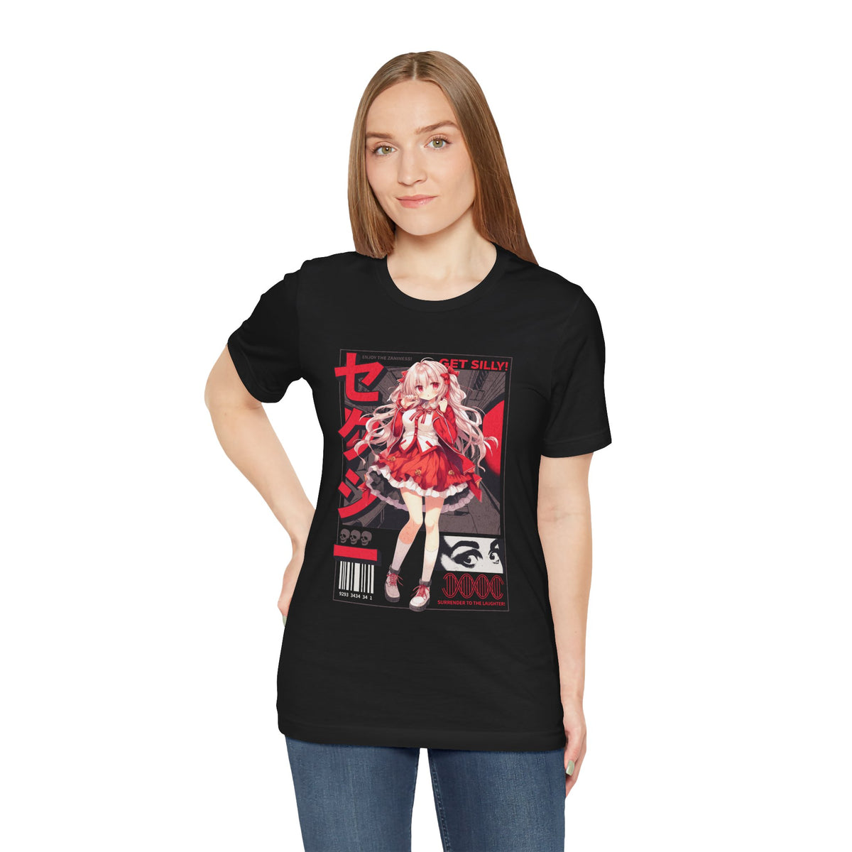 Anime Girl Graphic Tee — "Get Silly!" Red Harajuku Style T-Shirt