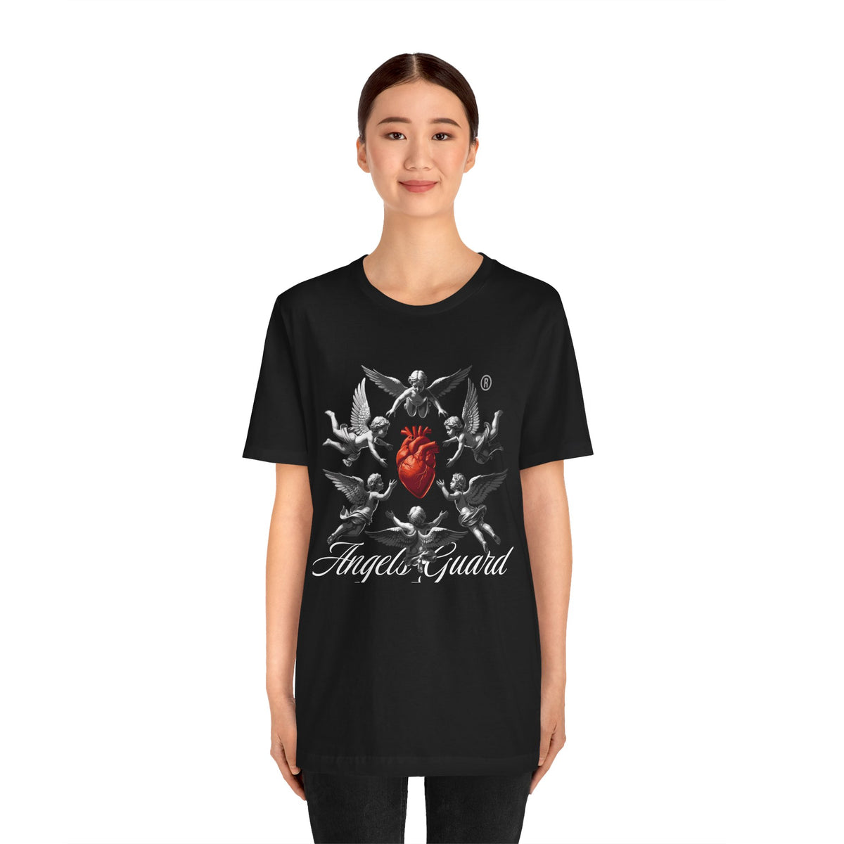 Angel Guard T‑Shirt — Sacred Heart & Cherub Graphic Tee