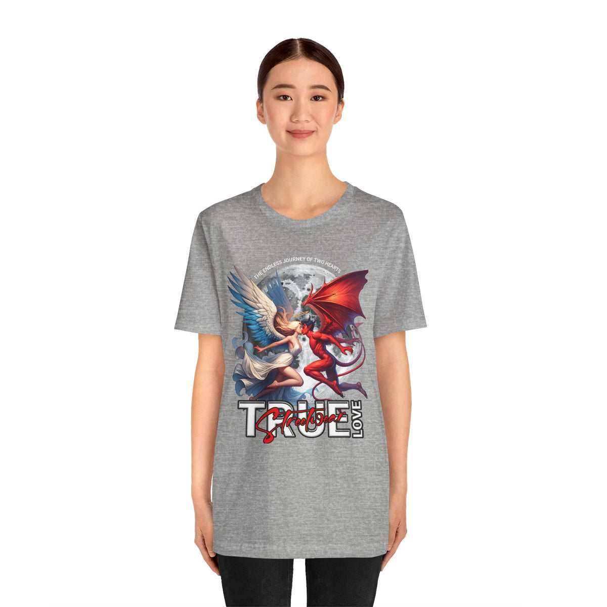 True Love Tee — Angel & Devil Heart Graphic T-Shirt