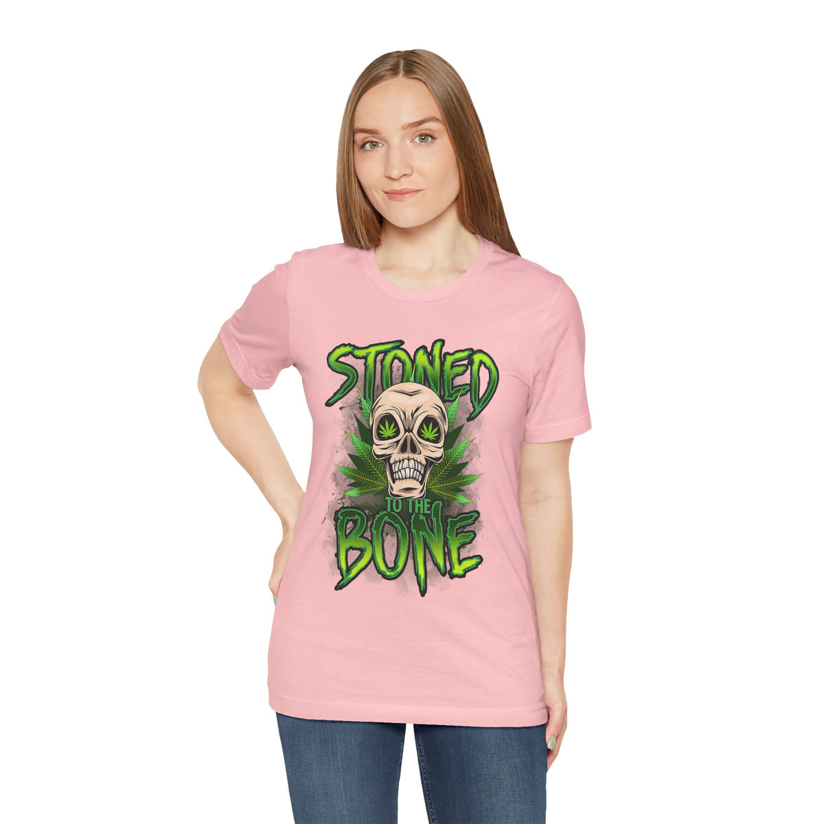 Stoned to the Bone Skull Tee — Cannabis Leaf Graphic T-Shirt