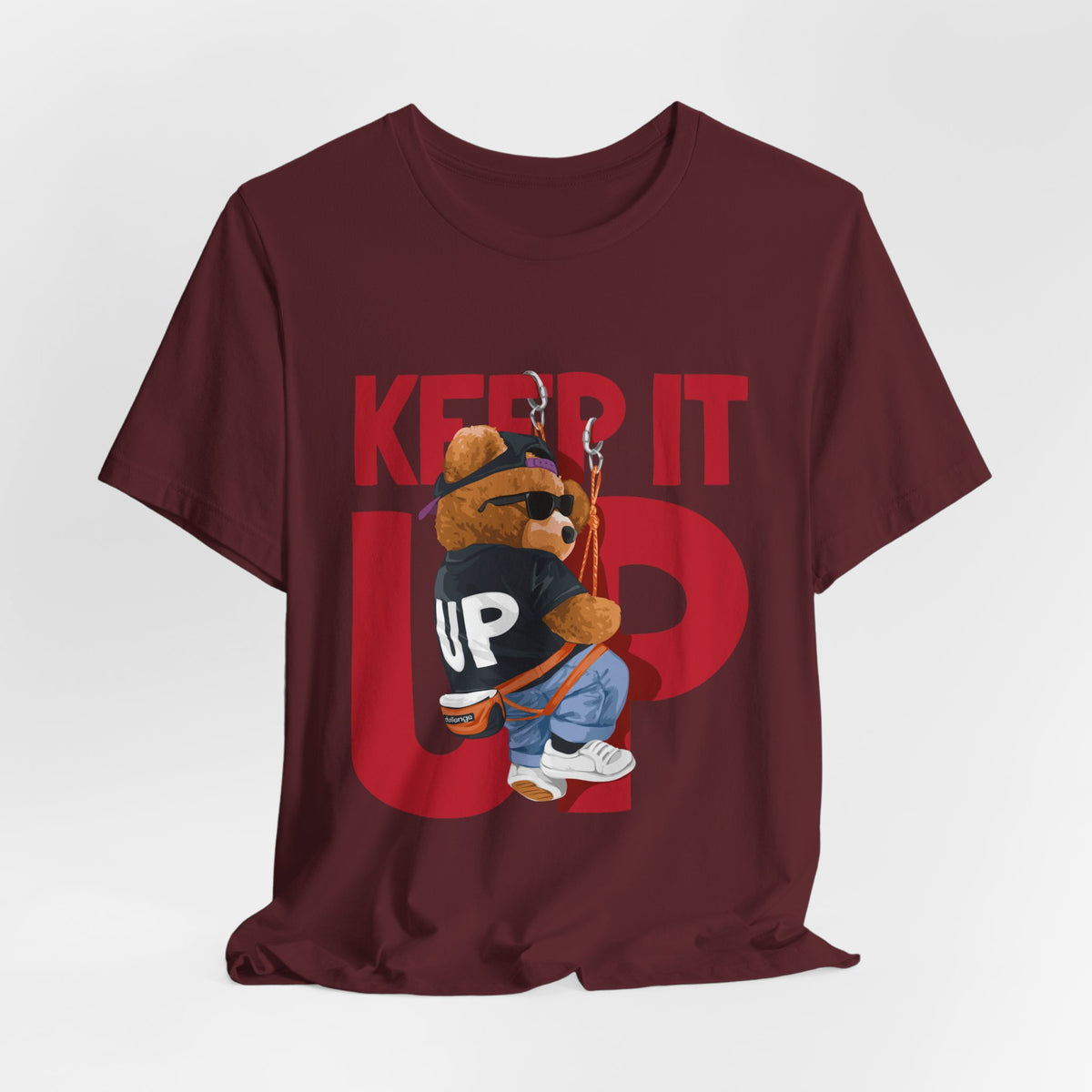Keep It Up Bear Graphic Tee — Retro Streetwear Teddy T-Shirt