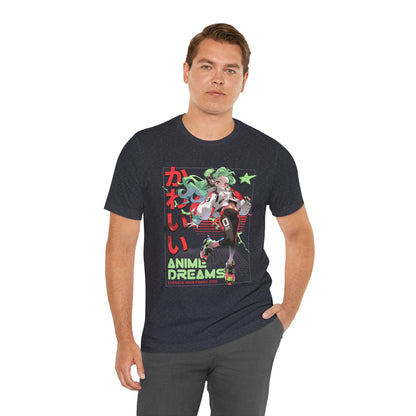 Anime Dreams Kawaii Tee — Neon Retro Anime Girl Graphic T-Shirt