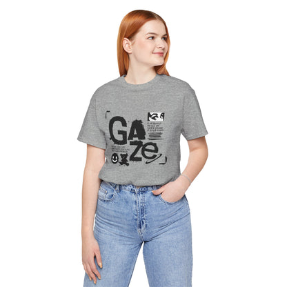 Gaze Typography Graphic Tee — Abstract Monochrome Text Art T-Shirt