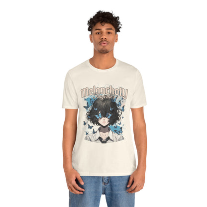 Melancholy Tragedia Anime Tee — Blue Butterflies Graphic T-Shirt