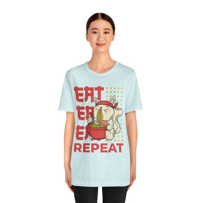 Ramen Cat Tee — "Eat Sleep Repeat" Cute Noodle Lover T-Shirt