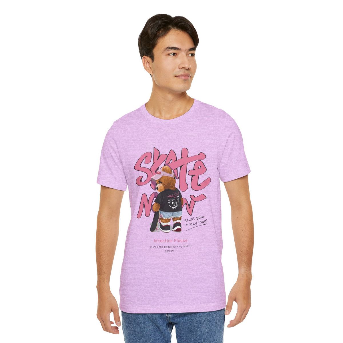 Skate Mom Bear Tee — Cute Pink Skateboard Graphic T-Shirt