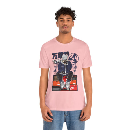 Anime Sneakerhead Tee — Sitting Character on Shoe Boxes with Japanese Text