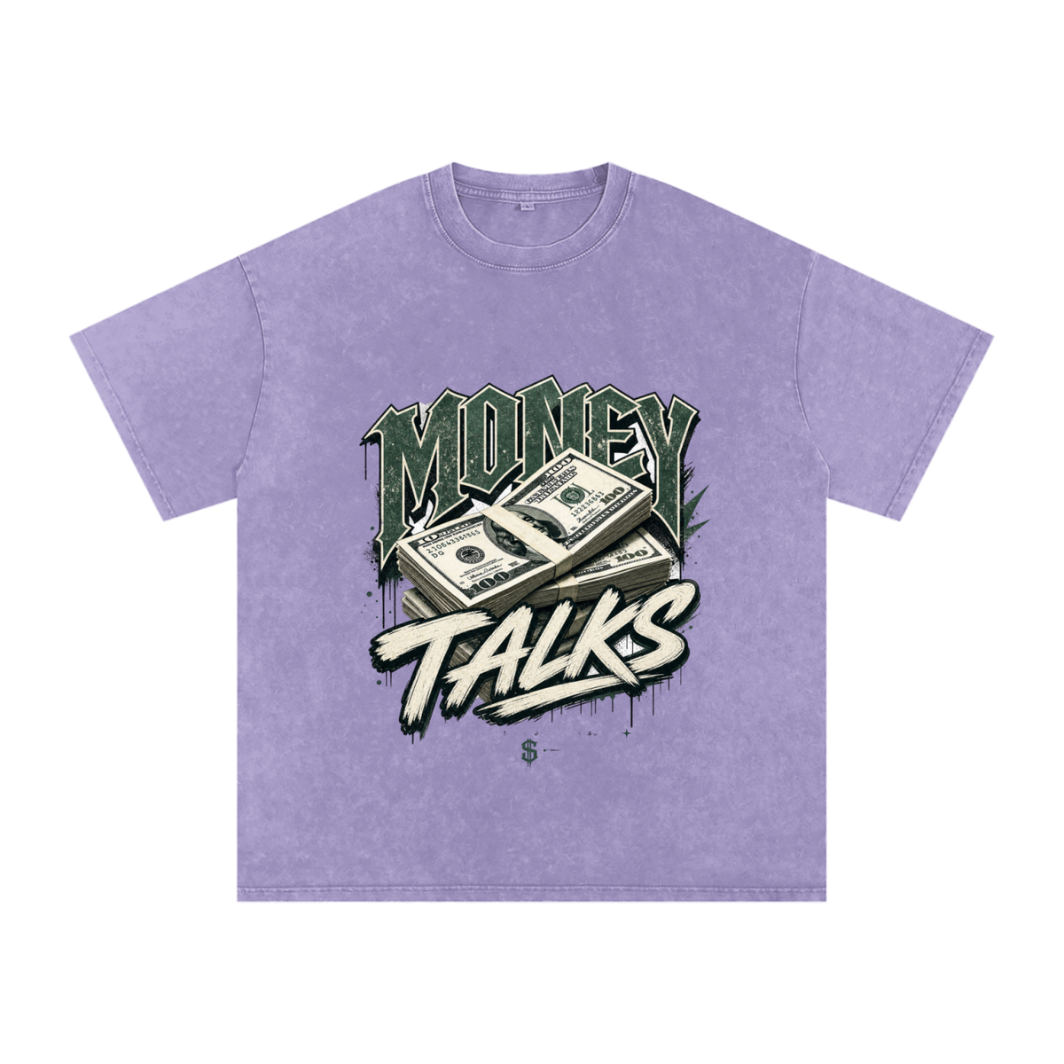 Money Talks Snow-Washed Cotton Graphic Tee
