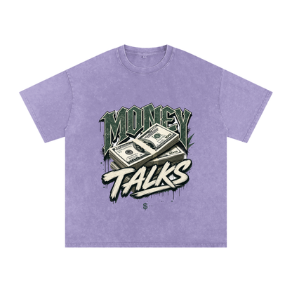 Money Talks Snow-Washed Cotton Graphic Tee
