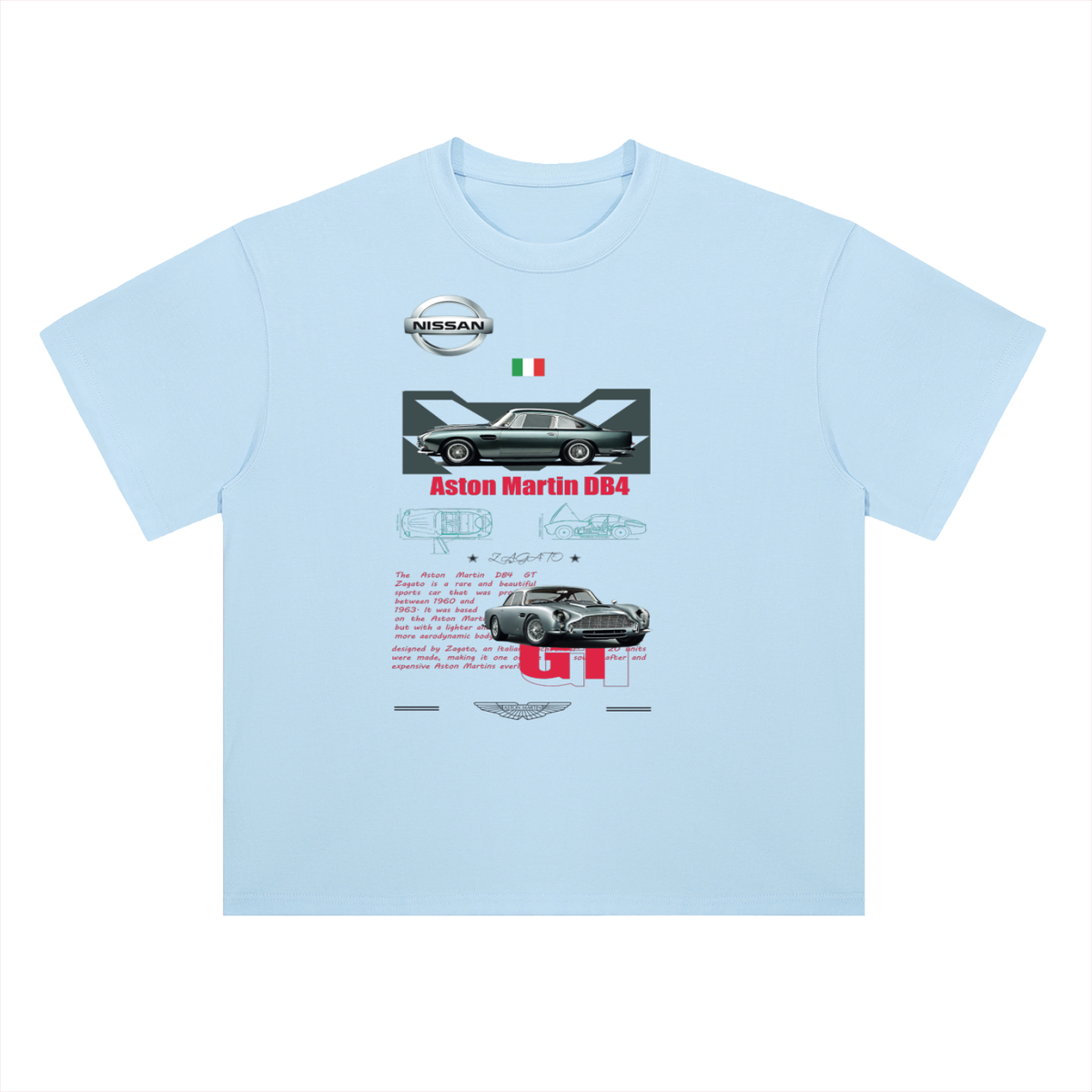 Aston Martin DB4 Classic Car Cotton Graphic Tee