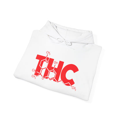 THC Molecule Hoodie – Red Chemistry Logo Cannabis Sweatshirt