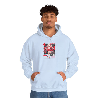 Anime Girl Graphic Hoodie — Red Retro Japanese Manga Design