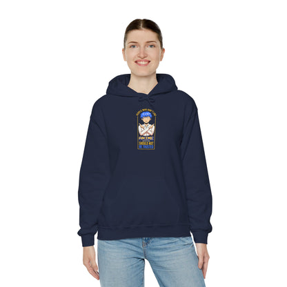 Anime Blue-Haired Character Hoodie — 'Promise to Be Trusted' Graphic Pullover