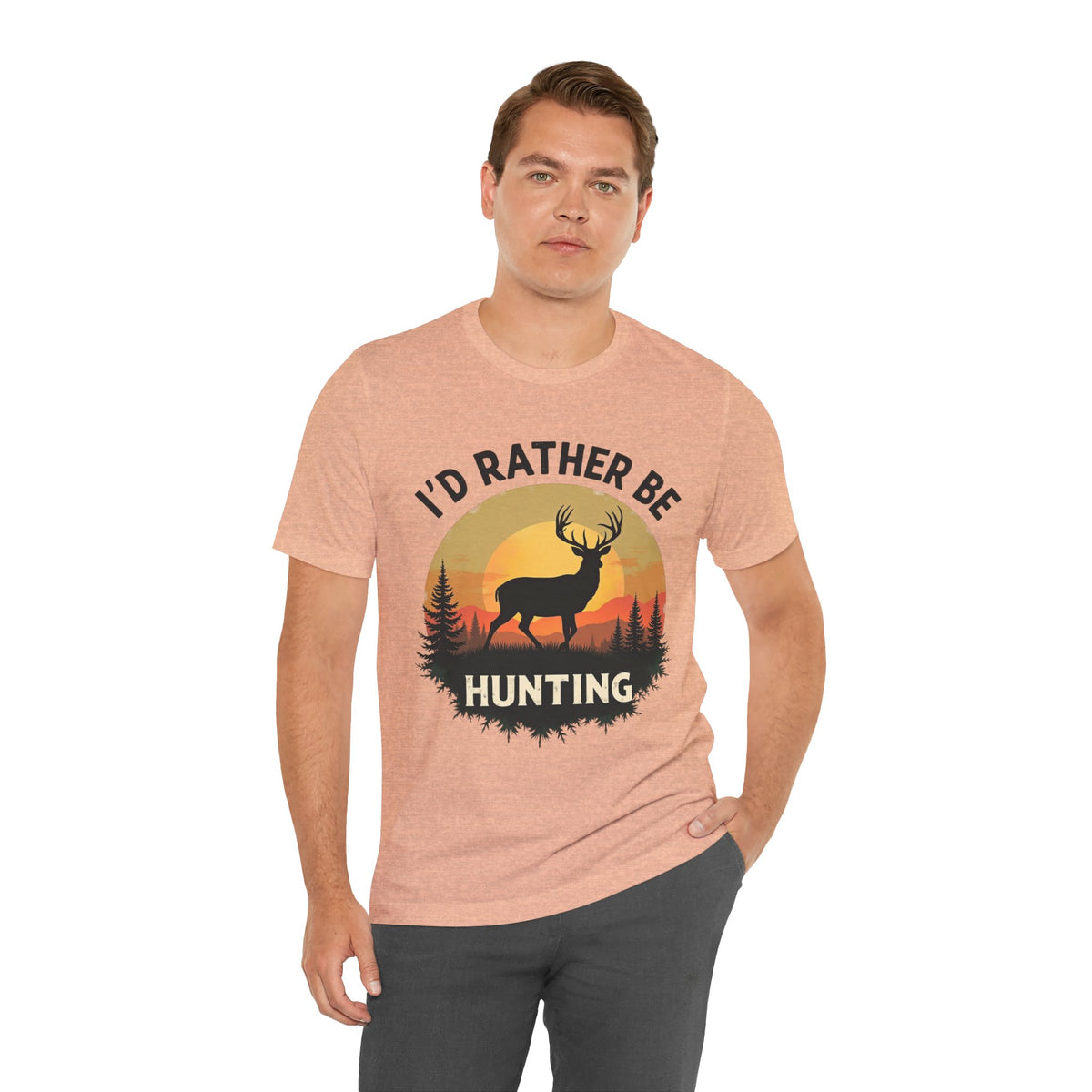 I'd Rather Be Hunting T‑Shirt — Deer Sunset Outdoor Hunting Tee