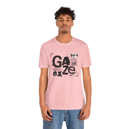 Gaze Typography Graphic Tee — Abstract Monochrome Text Art T-Shirt