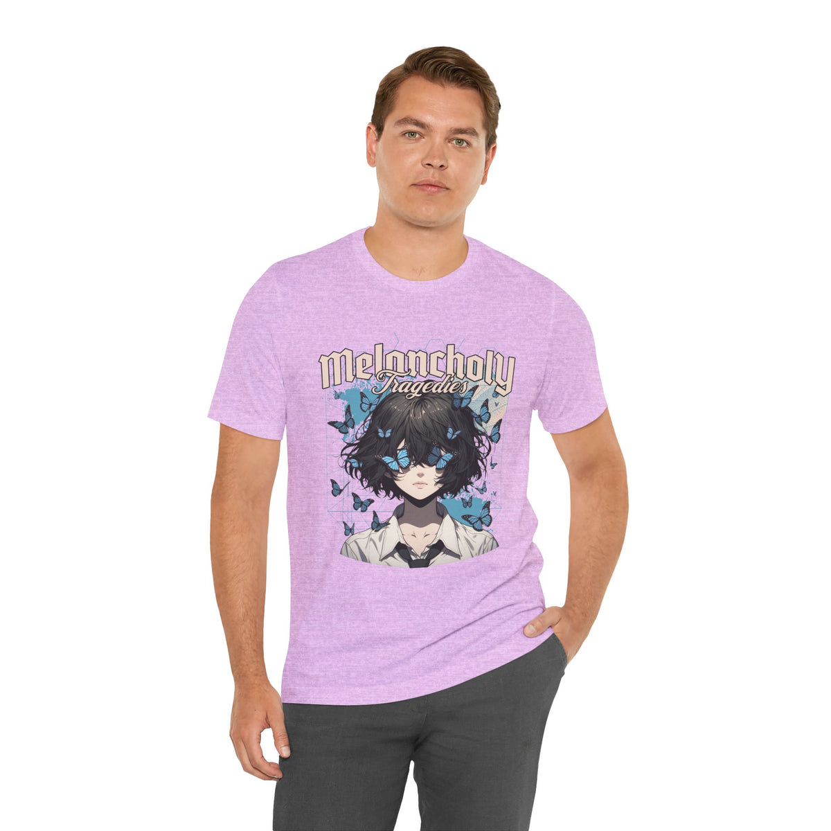 Melancholy Tragedia Anime Tee — Blue Butterflies Graphic T-Shirt