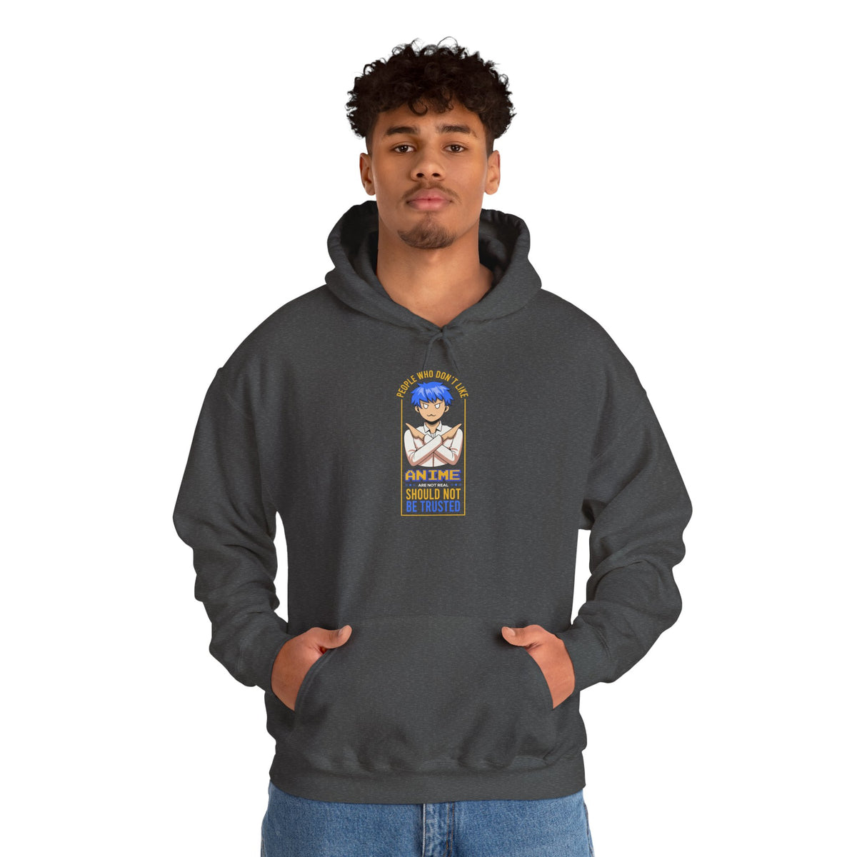 Anime Blue-Haired Character Hoodie — 'Promise to Be Trusted' Graphic Pullover