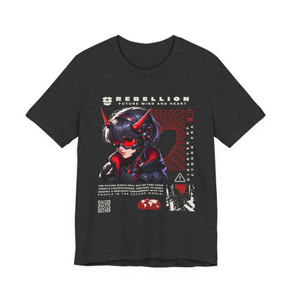 Anime Devil Girl Graphic Tee — "Rebellion" Cyberpunk Streetwear