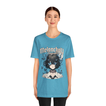 Melancholy Tragedia Anime Tee — Blue Butterflies Graphic T-Shirt