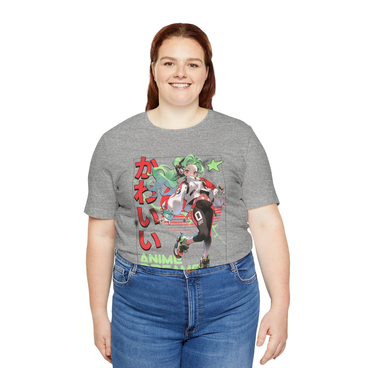Anime Dreams Kawaii Tee — Neon Retro Anime Girl Graphic T-Shirt