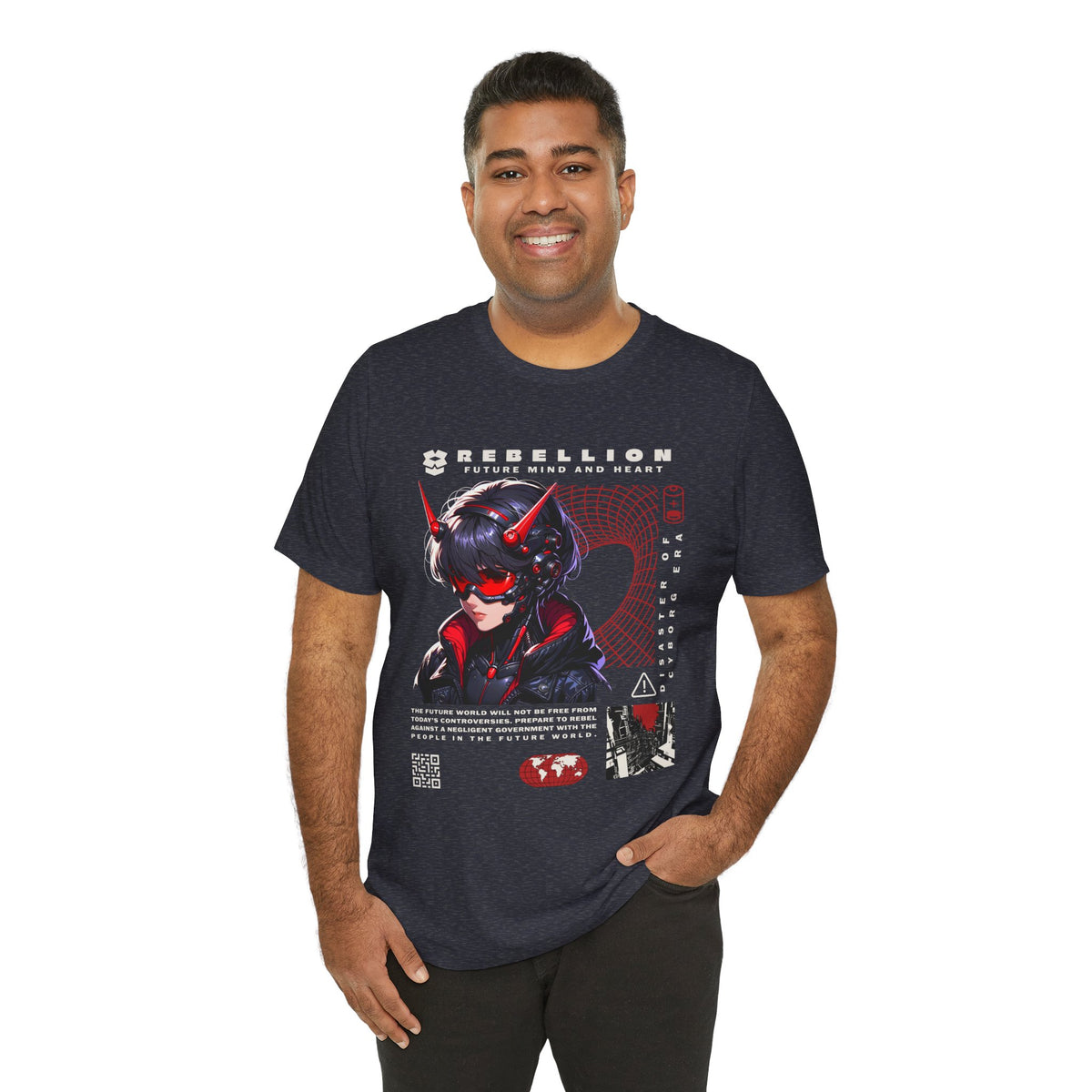 Anime Devil Girl Graphic Tee — "Rebellion" Cyberpunk Streetwear