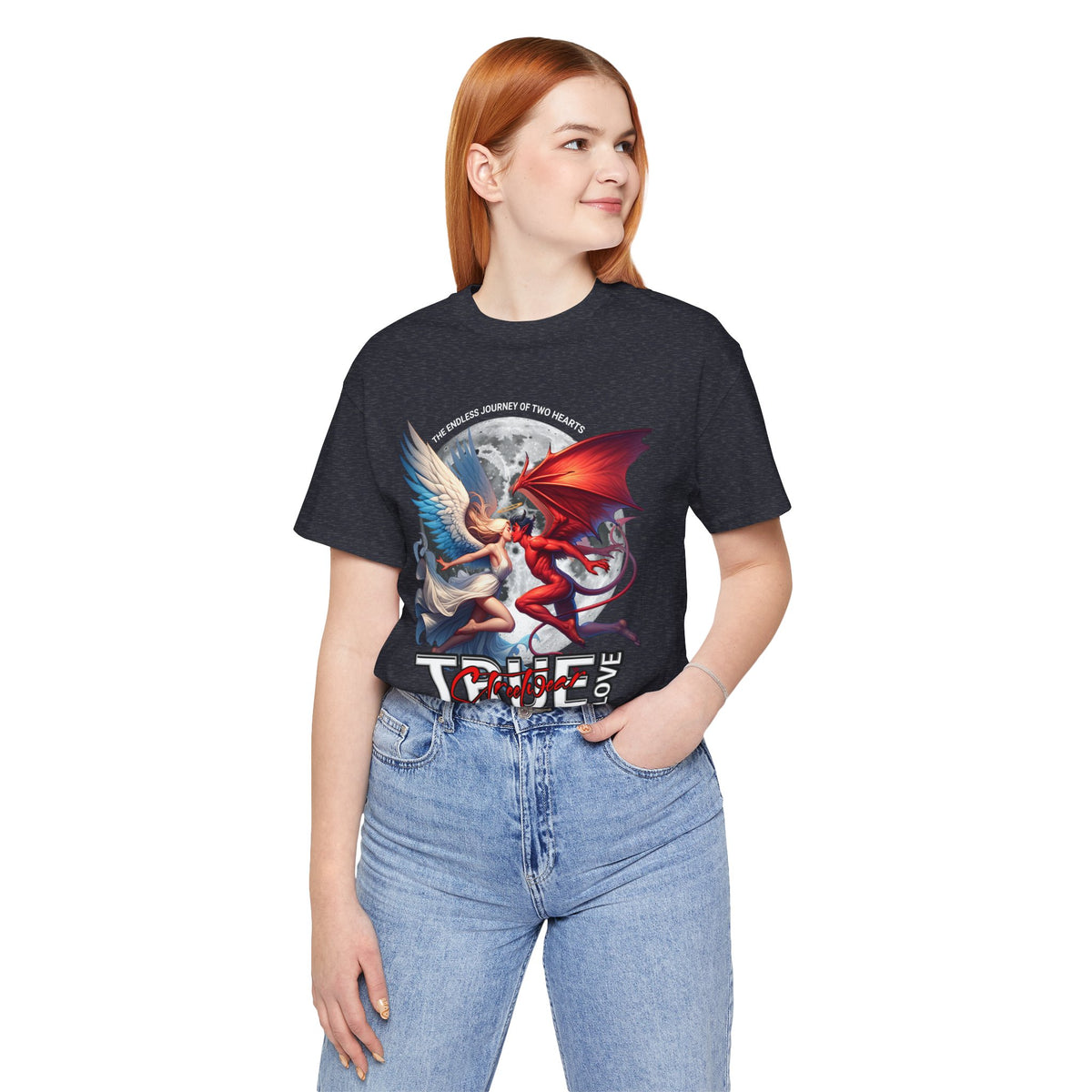 True Love Tee — Angel & Devil Heart Graphic T-Shirt