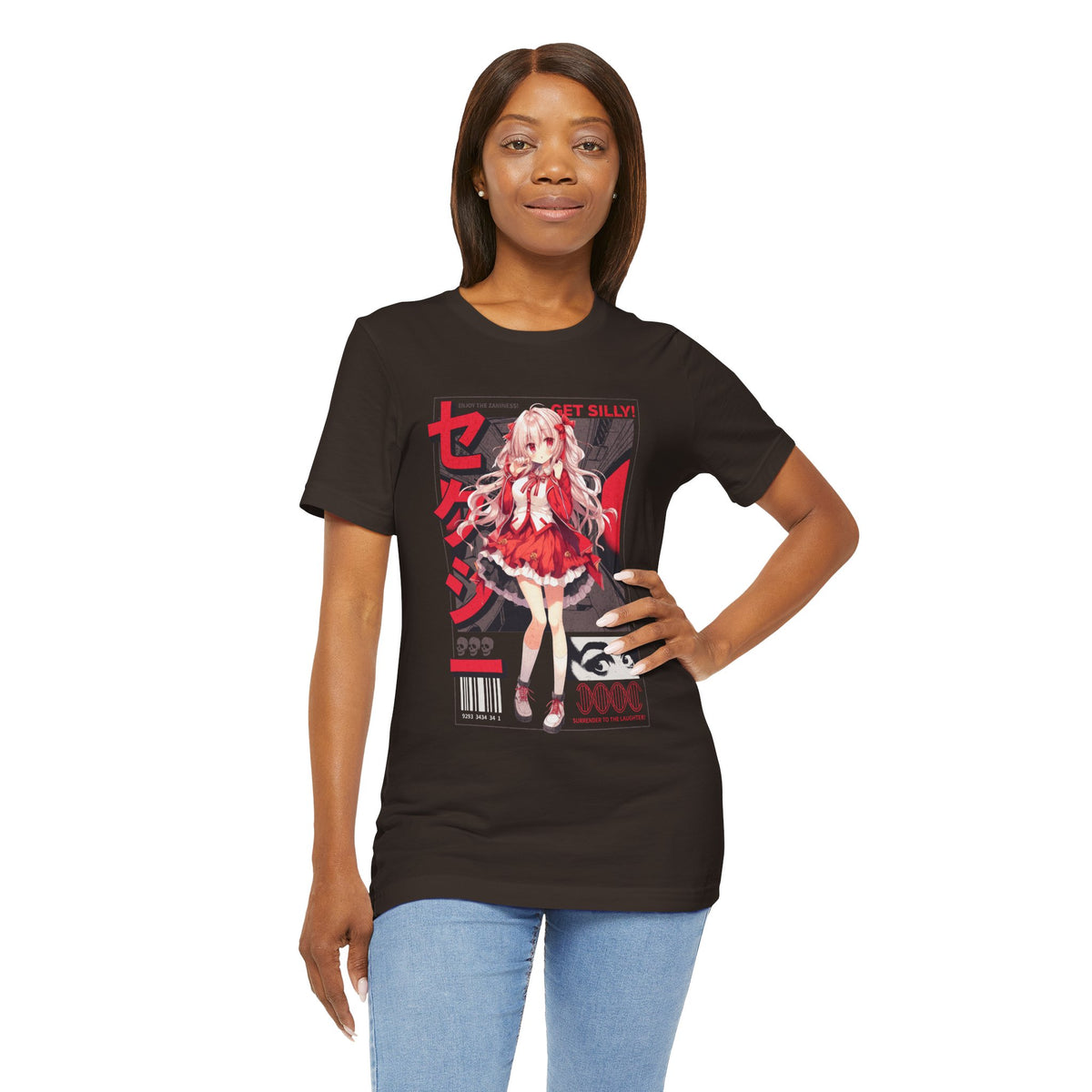 Anime Girl Graphic Tee — "Get Silly!" Red Harajuku Style T-Shirt