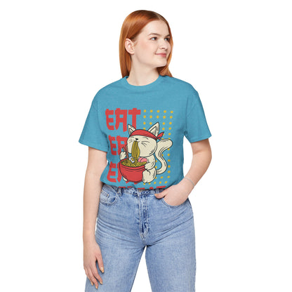 Ramen Cat Tee — "Eat Sleep Repeat" Cute Noodle Lover T-Shirt