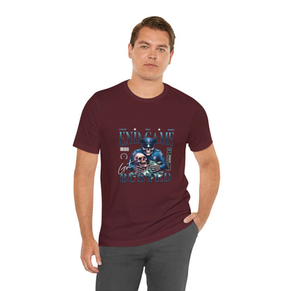 Endgame Got Busted Tee — Police Skull Graphic T-Shirt