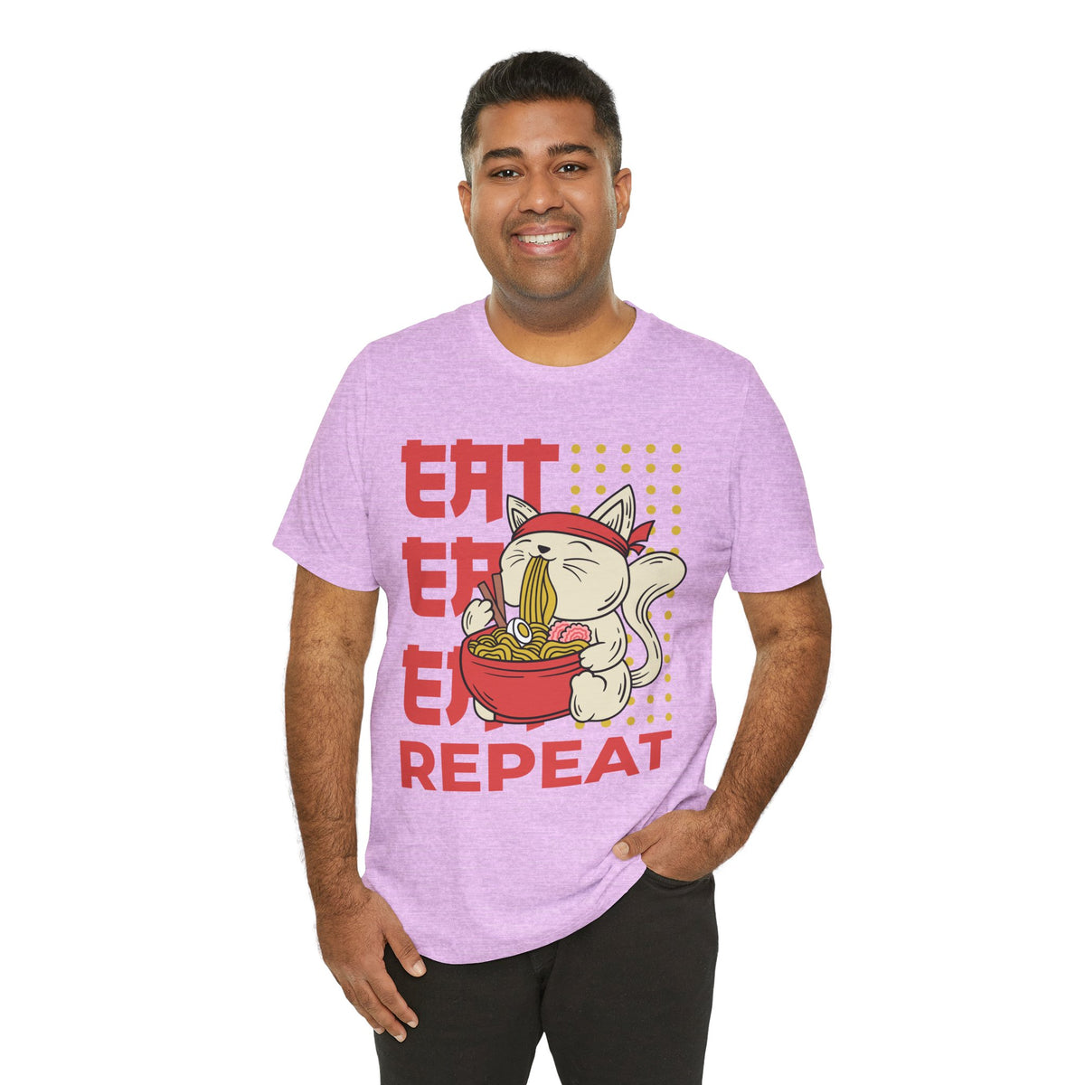 Ramen Cat Tee — "Eat Sleep Repeat" Cute Noodle Lover T-Shirt