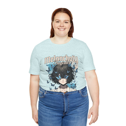 Melancholy Tragedia Anime Tee — Blue Butterflies Graphic T-Shirt