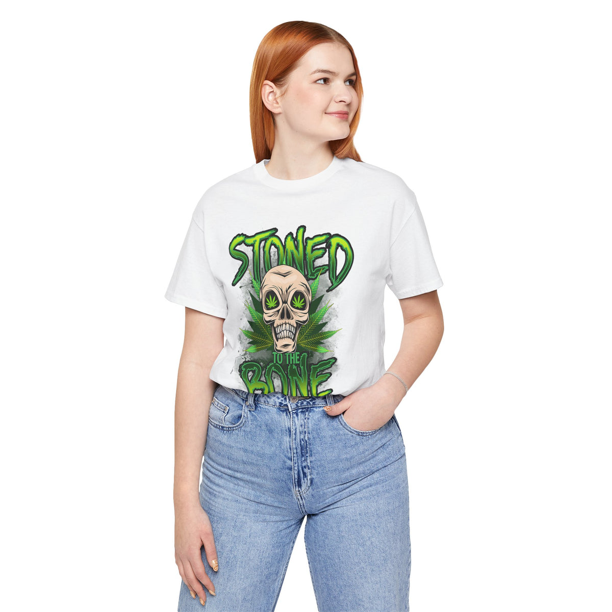 Stoned to the Bone Skull Tee — Cannabis Leaf Graphic T-Shirt